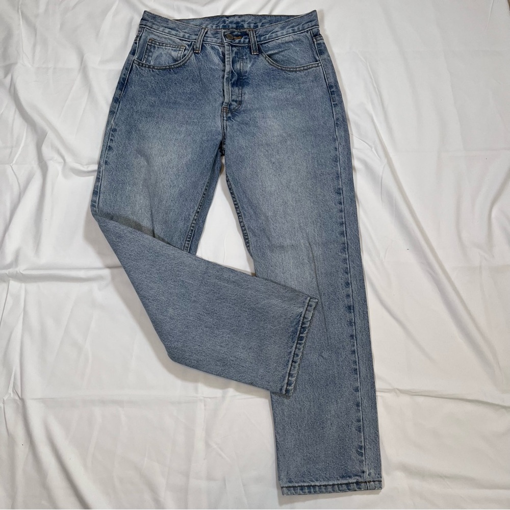 Brandy Melville J.Galt Blue Denim Straight Leg Jeans, Size M Button Fly